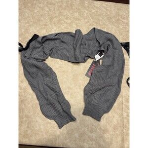 Grey Womens Knit Cardigan Cropped Open Front Size Large